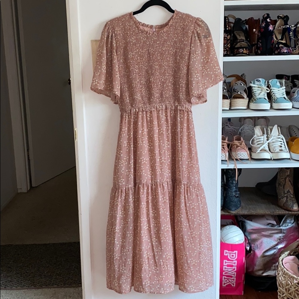 Smocked top tiered maxi dress